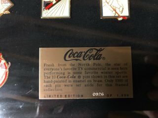 Coca Cola Limited Edition 926 of 1000 Framed Coke Pin Set Polar Bear sports 2