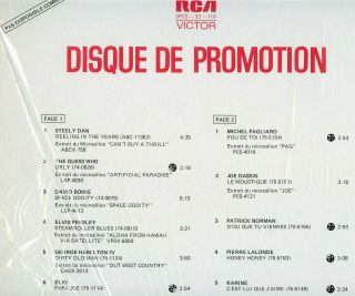 David Bowie Elvis Presley MEGA - RARE RCA Victor French - Canadian 33rpm Sampler 2