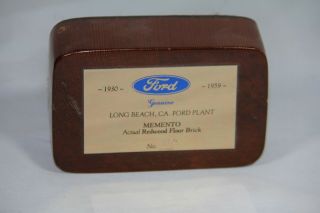 Vintage Long Beach,  Ca Ford Assembly Plant Actual Redwood Floor Brick Memento