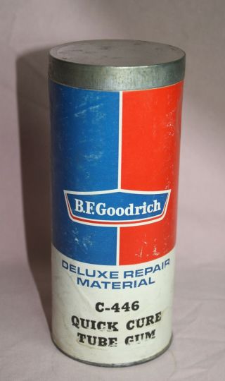 Vtg.  B.  F.  Goodrich Tin/can/cardboard C - 446 Quick Cure Tube Gum Tire Repair - Full