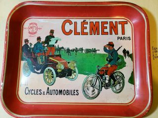 Clement Cycles & Automobiles Paris Advertising Serving Tray Tin