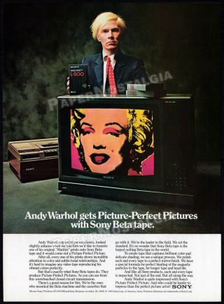 Andy Warhol / Sony Beta Video Tape_original 1981 Print Ad_promo_marilyn Monroe