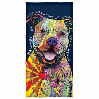 Dean Russo Beware Of Pit Bulls They Will Steal Your Heart Cotton Beach Towel