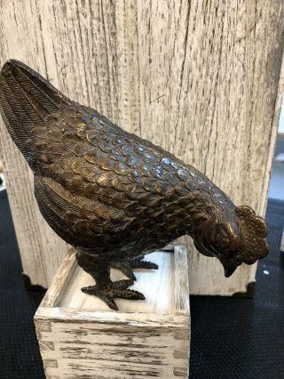 Vintage Heavy Cast Iron Rooster Figure Sculpture