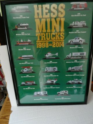Hess Mini Trucks 1998 - 2014 - Large Framed Poster - 25 X 19 Inches - Ec