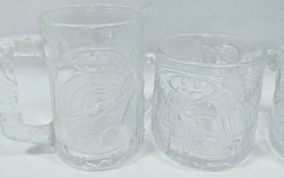 Complete Set of 4 1995 DC Comics Batman Forever Collectible McDonalds Glass Mugs 3