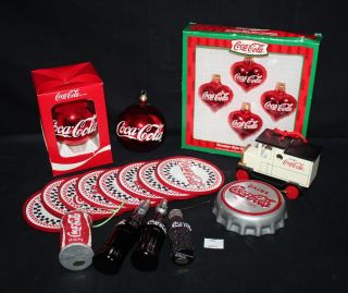 Thriftchi Coca - Cola Ornaments Polar Bear Bulbs Hearts Bottle Cap,  Wooden Car,