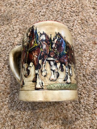 1980 Budweiser Holiday " Champion Clydesdales " Stein By Ceramarte Christmas Rare