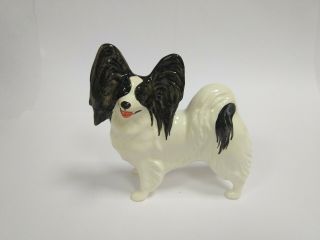 Papillon Black And Piebald Porcelain Figurine,  Handmade,  Dog Figurine