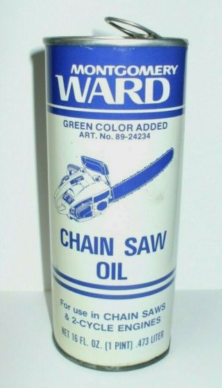 Vintage 16 Oz.  Montgomery Ward 2 Cycle Chainsaw Motor Oil Can - Empty