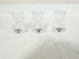 Set Of 3 Jack Daniels Double Bubble Jigger Chaser Shot Glasses