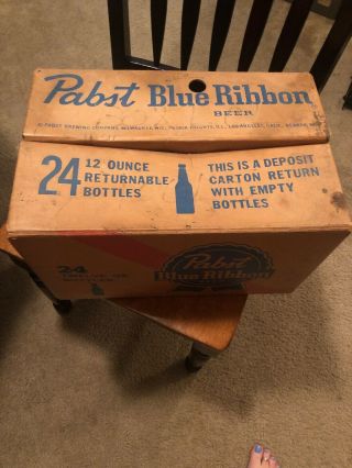 Pabst Blue Ribbon Beer 24 12 Oz Bottle Cardboard Box Deposit Carton Crate Pbr