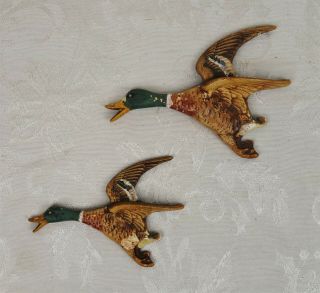 Three Vintage Retro Porcelain Ceramic Flying Ducks Wall Plaques Made In England