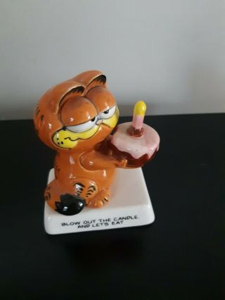 Vintage Garfield The Cat Enesco 1981 Figurine Blow Out The Candle And Let 