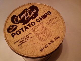 Vintage Charles Potato Chips 1 Lb Tin Can 1970s