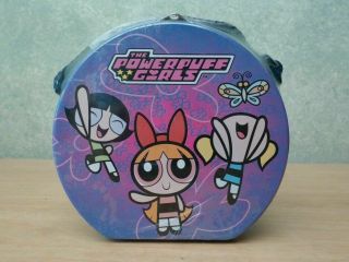 Powerpuff Girls Tin Metal Purse Lunchbox W/ Adjustable Shoulder Strap