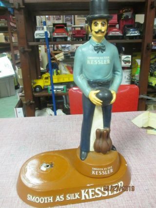 Vintage Kessler Whiskey Liquor Advertising Bar Bottle Display Bowler Player