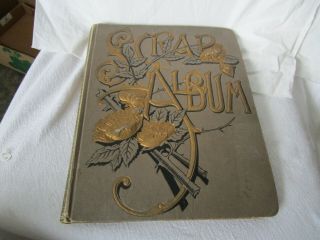 Circa 1880 Antique Victorian Trade Card Album With 60 Trade Cards Plus 52 Others