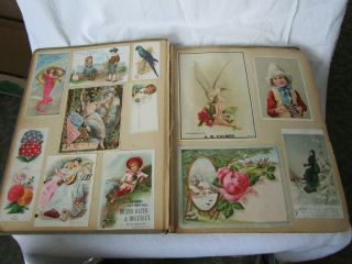 Circa 1880 Antique Victorian Trade Card Album with 60 Trade Cards Plus 52 Others 3