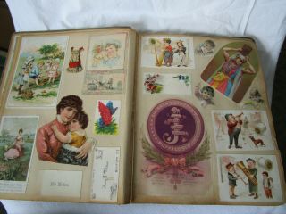 Circa 1880 Antique Victorian Trade Card Album with 60 Trade Cards Plus 52 Others 5