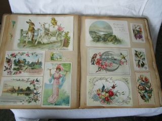 Circa 1880 Antique Victorian Trade Card Album with 60 Trade Cards Plus 52 Others 6