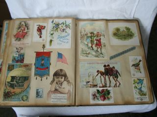 Circa 1880 Antique Victorian Trade Card Album with 60 Trade Cards Plus 52 Others 8