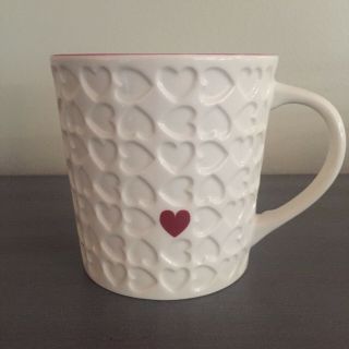 2007 Starbucks White Mug W/red Heart 16oz Hard To Find