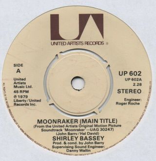 Shirley Bassey - Moonraker 7 " 45 Vinyl Rare 1979 James Bond Theme Uk Single