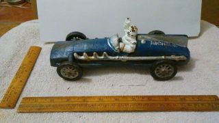 Vintage Michelin Man Cast Iron Racecar Made By Hubley In 1934