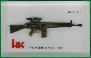 Heckler & Koch,  Inc.  Hk 91 A - 2 Lucite Advertising Paperweight
