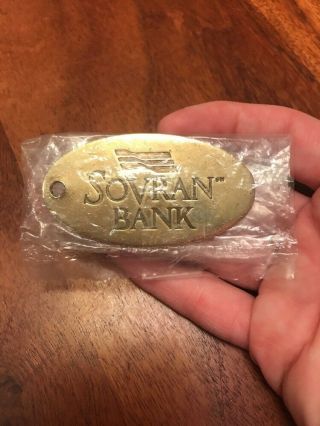 Sovran Bank Advertising Brass Key Chain Fob Vintage (jl)