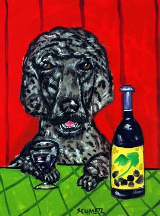 Black Standard Poodle Wine Art Print 11x17 Glossy Photo Animals Gift