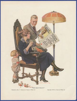 Vintage 1922 Cream Of Wheat The Best Policy Edward V.  Brewer Art Print Ad