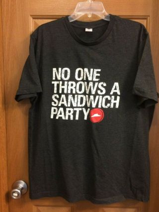 Iq Group " No One Throws A Sandwich Party " Gray Pizza Hut Tee Shirt Size Xl
