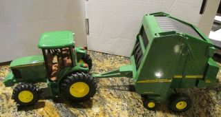 John Deere Ertl 1/16 Scale Tractor With Hay Baler ",  Perfect Cond "