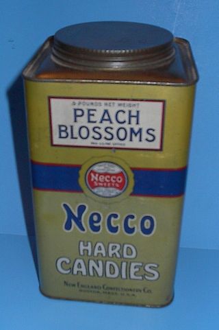 Vintage Necco Candies Tin Boston Mass Very Bright And 5 " X 5 " X 9 1/2 "