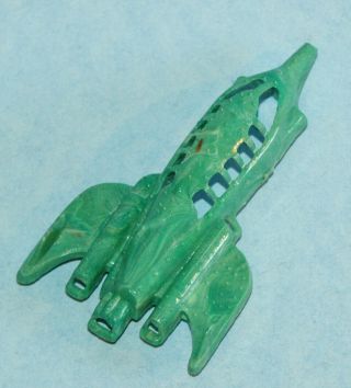 Vintage Pearled Green Hard Plastic Unknown Maker Space Rocket Ship 3 1/4 " C1950