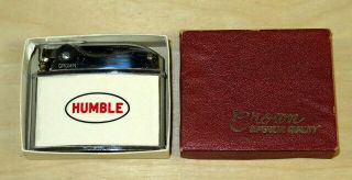 Humble Gas Oil Crown Cigarette Lighter - - Near W/ Box Can Sign