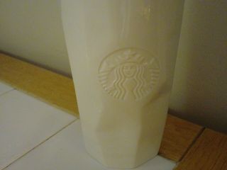 Starbucks White Mermaid Embossed Faceted Ceramic Travel Mug Tumbler 10 oz 2013 2