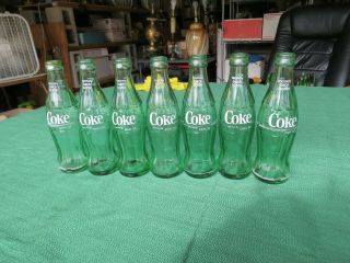 7 - Vtg Coca - Cola 6 1/2oz Thick Glass " Money Back Bottles "