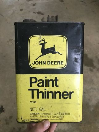 Vintage 1 Gallon John Deere Paint Thinner Advertising Agricultural Oil Can