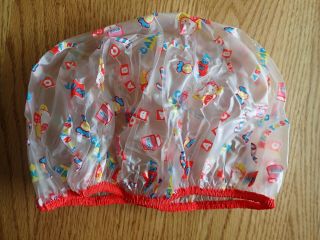 Vintage HELLO KITTY SANRIO Shower Cap in Case.  Plastic Shower Cap in Bag. 2