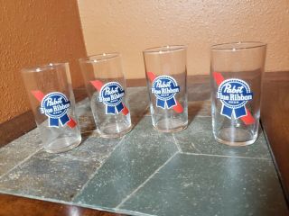 Pabst Blue Ribbon Beer Sampler Glasses Tumblers Set Of 4