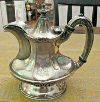 Antique Boston Mass The Brewster Hotel Reed & Barton Silver Soldered Teapot