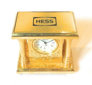 Hess Energy Advertising Service Award Churchill Brass Carriage Desk Clock