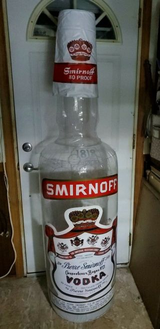 Vintage Smirnoff Vodka Blow Up Inflatable Display Bottle 70 Inches Tall