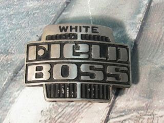 Vintage White Field Boss Tractor Belt Buckle White Farm Equipment