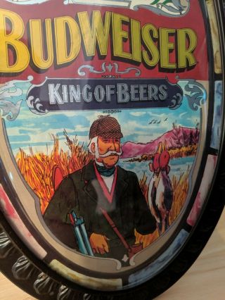 RARE VINTAGE BUDWEISER KING OF BEERS ADVERTISING SIGN W/ Duck Hunter Scene WOW 2