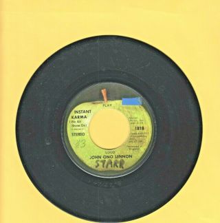 John Lennon Instant Karma 45 Rpm Record Blank Back Beatles Apple Rare