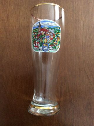 Kloster Andechs Tall Swirled Ribbed German Beer Glass 0.  5l Germany 9.  25 " Tall